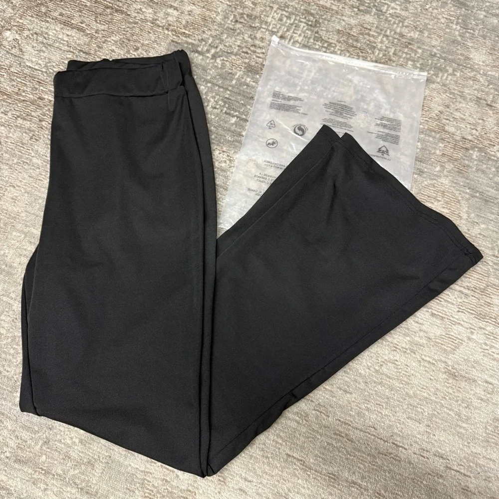 Guolezeev High Waisted Bellbottom Flare 70s Black Pants NWT - Picture 1 of 12